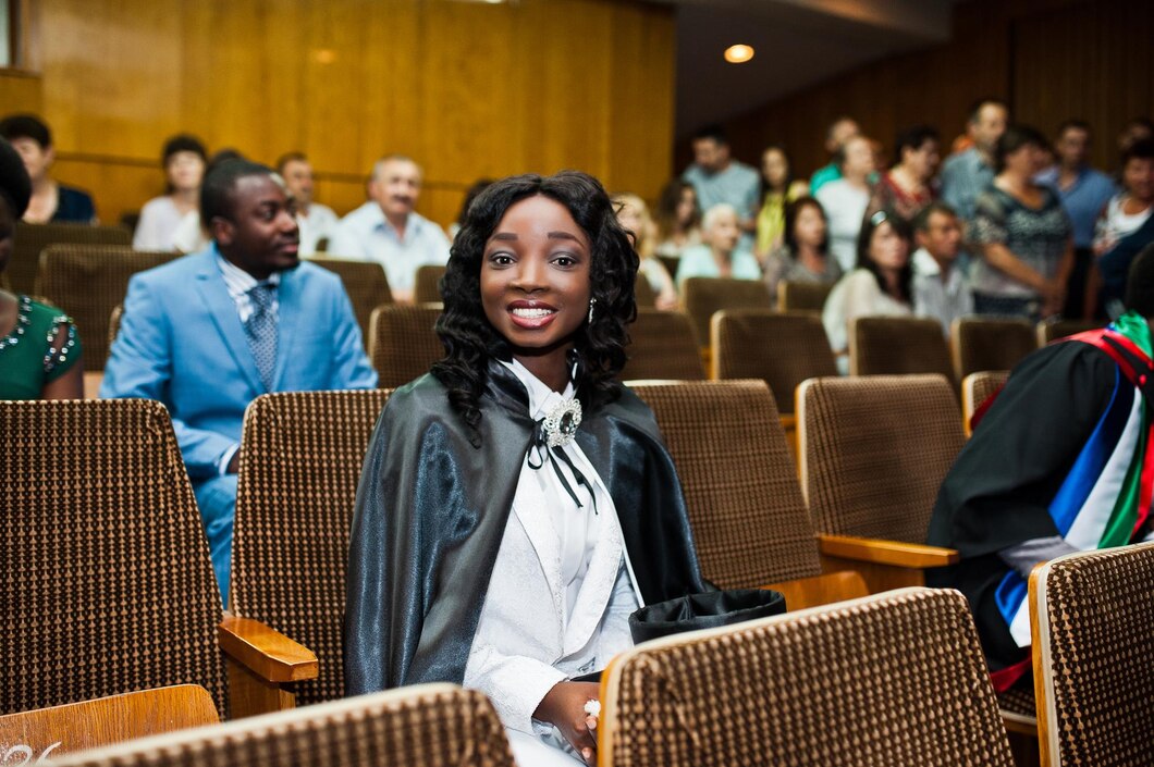 African graduate celebrating